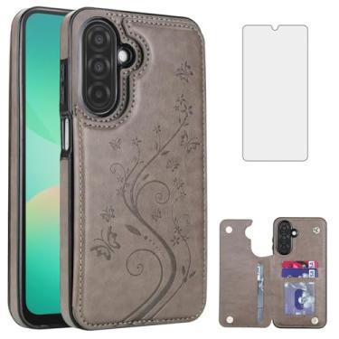 Imagem de Asuwish Capa para Samsung Galaxy A17 / A26 5G com protetor de tela de vidro temperado, capa carteira flip de couro com suporte para cartão, fecho magnético duplo, durável, à prova de choque, LTE 4G
