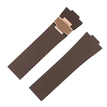 Imagem de DFAMIN Pulseira de relógio de silicone para Ulysse-Nardin MARINE pulseira de borracha impermeável esportiva 25 x 12 mm relógios masculinos esportivos (pulseira marrom rgold)