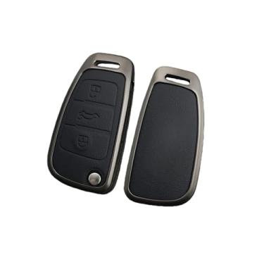 Imagem de Liga de zinco caso chave do carro protetor de controle remoto chaveiro acessórios compatíveis com audi tt ttrs 8j 8n 8s mk1 mk2 mk3 s linha logotipo personalizado(A-black)