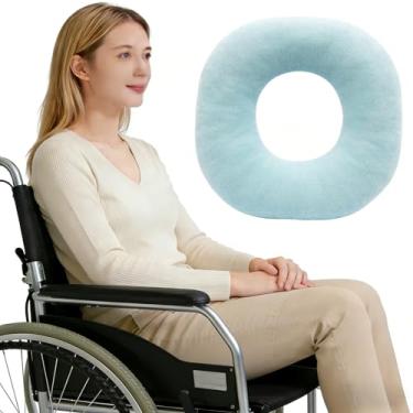 Imagem de WEEOATAR Almofada de assento, almofada de assento de cadeira de rodas, tecido duplo para climas quentes e frios, 35 x 29 cm, alivia ciática, dor nas costas e cóccix para cadeira de rodas, cadeira de