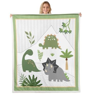 Imagem de Castle Fairy Cobertor de dinossauro fofo para crianças, animais de desenho animado, selva, dinossauro, cobertor de lã para quarto, sofá, decoração de dormitório, cobertores de cama leves, plantas de