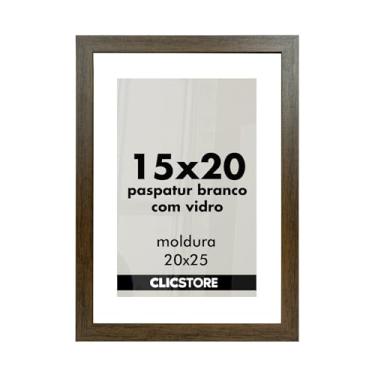 Imagem de Kit 5 Molduras 15x20cm Quadro Vidro Paspatur Branco Porta Retrato Foto Fotografia Parede Madeira Cabeceira Quarto Sala C