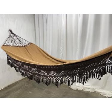 Imagem de Rede De Descanso Dormir 4,5 Toda Reforçada Até 350kg Bucho De Boi Toda Artesanal(Caramelo Dubai)