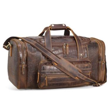 Imagem de Mochila Polare 23 com padrão de crocodilo em couro bovino 42L - POLARE