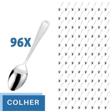 Imagem de Jogo Restaurante Colher Inox Reforçada 96 Pçs Casa / Bar - Em casa tem