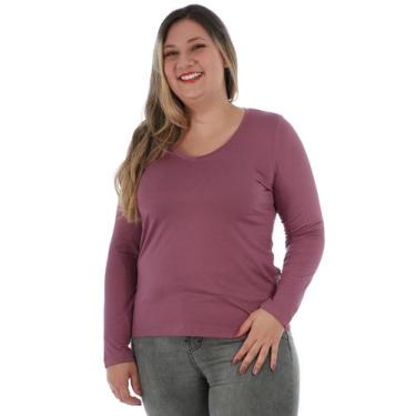 Imagem de Blusa Plus Size Feminina Decote V. Manga Longa Roxo Ametista - ANISTIA