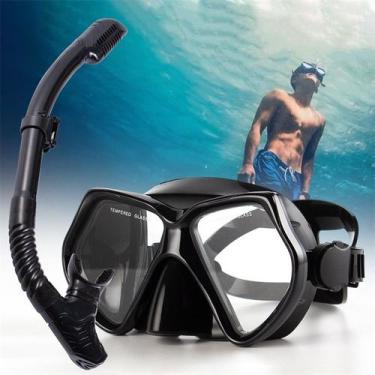 Imagem de Óculos de Mergulho Antiembaçante e Snorkel Respirador Com Válvula à Pr