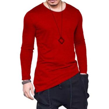 Imagem de Camiseta Longline Oversized Corte Lateral Manga Longa - Di Nuevo, Verm