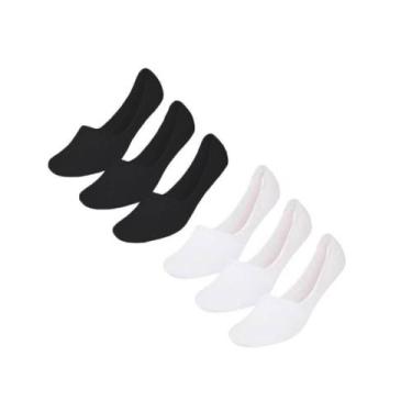 Imagem de Kit 6 Pares de Meias Branca/Preta Masculinas Selene 8760.001 Invisível