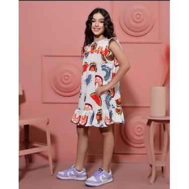 Imagem de Vestido Infantil Meninas Estampa Alegre - Lully, M