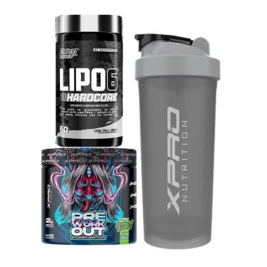 Imagem de Kit Termogênico Lipo 6 Black - Nutrex + Pré-Treino Xtreme 300G + Coqueteleira - Xpro Nutrition-Unissex
