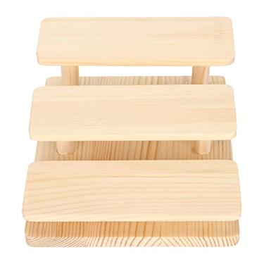 Imagem de Suporte para armação de óculos Expositor de óculos de sol de madeira estilo rústico Suporte de armazenamento multicamadas para joalheria doméstica Material de registro de loja (3 camadas)