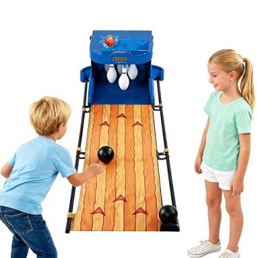 Imagem de Conjunto de pista de boliche eletrônico - placar de LED, redefinição automática, iluminação e efeitos sonoros - Jogo de boliche divertido para crianças e adultos, experiência de boliche interno de