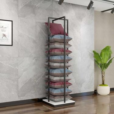 Imagem de Suporte de exibição de travesseiro de 200 cm de altura - Torre de armazenamento comercial vertical para almofadas, toalhas, cobertores - Prateleira de escada elegante para organização doméstica