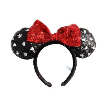 Imagem de Tiara De Orelhas De Minnie Mouse Com Lantejoulas Rosa Disney Space Mou