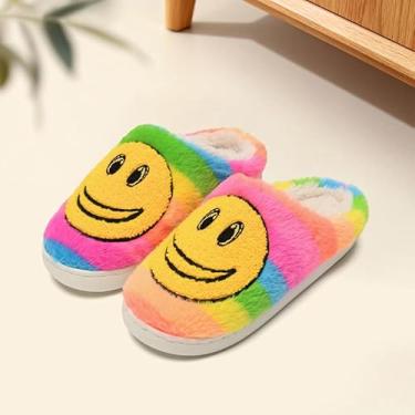 Imagem de Chinelos de rosto sorridente para mulheres e homens, retrô, macio, macio, quente, para casa, antiderrapante, estilo casal, sapatos casuais de pelúcia forrados com lã, sapatos de casa unissex para uso