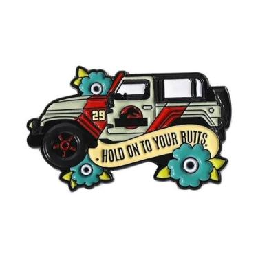 Imagem de Broches De Esmalte Com Tema De Dinossauro Cartoon Com Chapéu De Cowboy