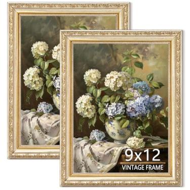 Imagem de ASTRDECOR Conjunto de 2 porta-retratos 22 x 30,5 cm, moldura ornamentada prata champanhe 23,5 x 30,5 cm com brilho dourado sutil, decoração de parede e mesa antiga para escritório em casa, moldura