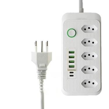 Imagem de ExtensãO Com Filtro De Linha – RéGua De Tomadas Inteligente, 5 Tomadas + 4 Portas Usb, Voltagem Dupla Universal 110 V/220 V, 2 Metros De Comprimento(Branco)