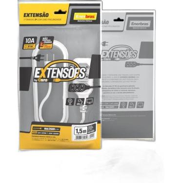 Imagem de Extensão 3 Tomadas 2P 10A Branco 1,5 Metros Bivolt Enerbras