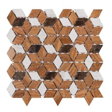 Imagem de Kit 1m² Pastilha de Vidro Mesclada 34cm X 34cm Wood Yellow/Marrom Imperador/Ajax