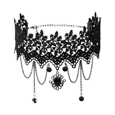 Imagem de Colar Choker Vintage De Veludo Rosa Com Franjas, Acessório De Moda Gót