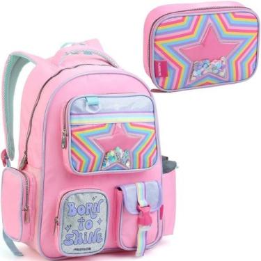 Imagem de Conjunto Mochila De Costas e Estojo Box Escolar Juvenil Feminina Born 
