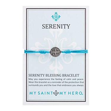 Imagem de My Saint My Hero - Pulseira Serenity Blessing - Medalha prateada em cordão turquesa, 9 5 inch