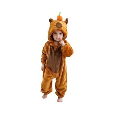 Imagem de Macacão de Flanela para Bebê MICHLEY Carnaval, Fantasia de Capivara co