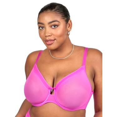 Imagem de Curvy Couture Malha transparente feminina, cobertura total sem forro, suporte sexy plus size, Flertar, 46C