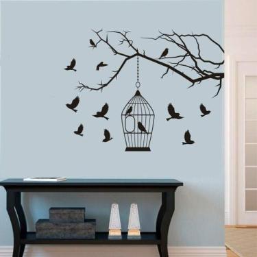 Imagem de Adesivo De Parede Pássaro E Gaiola - Lojinha Da Luc Adesivos