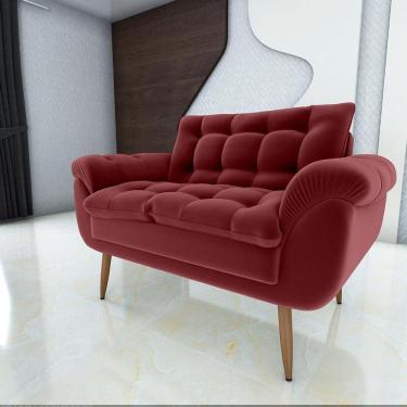 Imagem de Poltrona Decorativa Xangai 2 Lugares Veludo Vermelho - Matrix