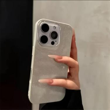 Imagem de Capa protetora de silicone de luxo à prova de choque para iPhone 11, 12, 13, 14, 15, 16e, 16 Pro Max Plus (para iPhone 13/Bege)