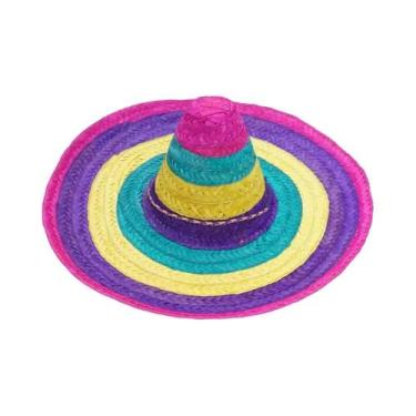 Imagem de Chapéu De Palha Colorido De Aba Larga Para Festas De Verão, Proteção S