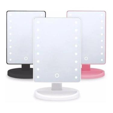 Imagem de Espelho De Mesa Maquiagem Com 16 Leds Rotação Quadrado Touch Screen - 