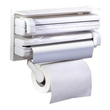 Imagem de Suporte Porta Rolo Toalha Alumínio Filme Papel Cozinha Pia - ReparoCel