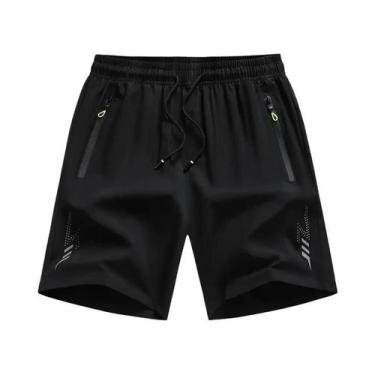 Imagem de Shorts Masculinos Pretos De Secagem Rápida E Respiráveis Para Academia