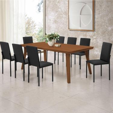 Imagem de Mesa De Jantar Millena 180cm Em Madeira Maciça Estilo Contemporâneo Castanho