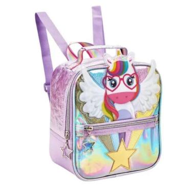Imagem de Lancheira Térmica Infantil Escolar Menina Unicórnio Lilás Denlex