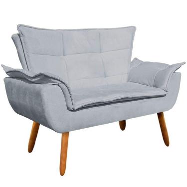 Imagem de Poltrona Namoradeira Pés Palito Charger Suede Cinza G19 - Gran Belo