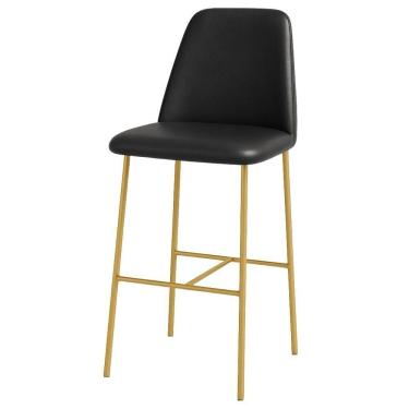 Imagem de Banqueta Turquia Couro Preto Em Metal Dourado