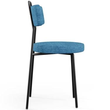 Imagem de Kit 06 Cadeiras Decorativa Estofada Para Sala De Jantar Barcelona L02 Linho Azul - Lyam Decor