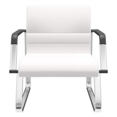 Imagem de Cadeira De Escritório Recepção Com Braço Fixa Cromada Lev P03 Vinil Branco - Lyam Decor