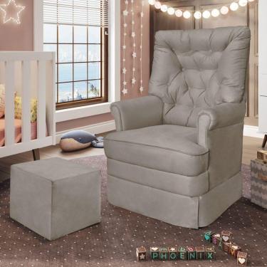 Imagem de Poltrona De Amamentação Com Balanço E Puff Dyne Suede P02 - D'rossi Cinza Escuro