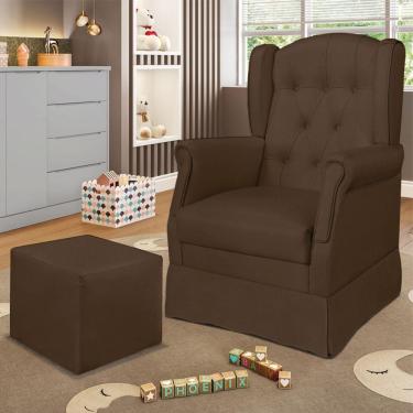 Imagem de Poltrona De Amamentação Com Balanço E Puff Elyra Suede Marrom P02 - D'rossi