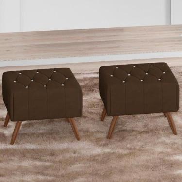 Imagem de Kit 2 Puff Puf Para Sala Pes Madeira Trit Veludo Sl 942 Peer Sl 942 - 