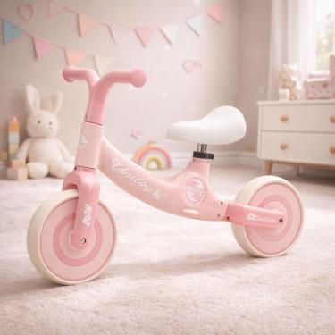 Imagem de Bicicleta Equilíbrio Infantil Sem Pedal Rosa Ajustável 30kg