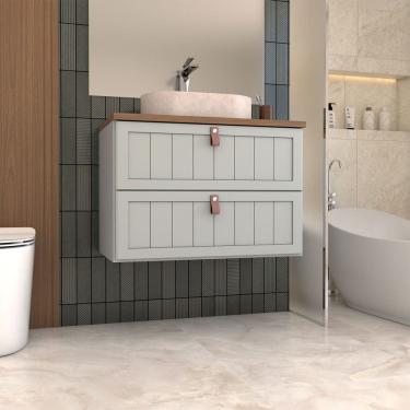 Imagem de Armário de Banheiro Valencia 80 Cm 1 Porta e 1 Gaveta 100% Mdf Pistache/Freijó - Panorama Móveis