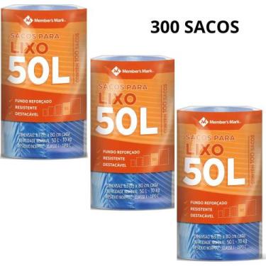 Imagem de Kit 3 rolos saco de lixo 50l fundo reforçado members mark 100 unidades