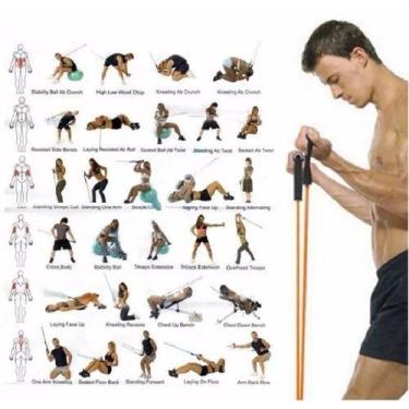 Imagem de Kit Tubing Elástico 11 Itens Treinamento Funcional Pilates, - Não Info